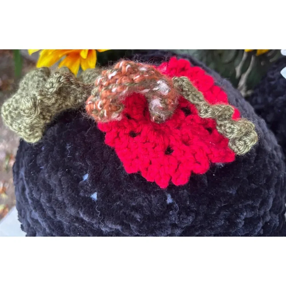 Handmade Velvet Pumpkin Pillow Set, Black Pumpkin Plushies, Autumn Throw Pillows